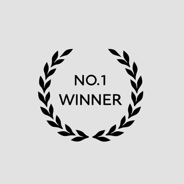 Black no1 winner laurel wreath award logo on gray background
