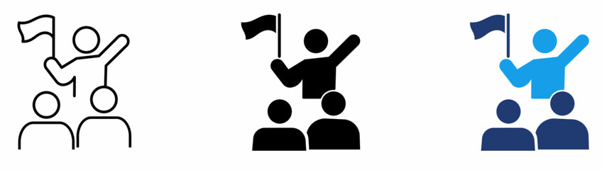 Tour guide with flag icon collection. © Rayhan