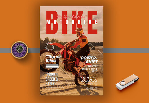 Modern Bike Rider Magazine Cover Design Template