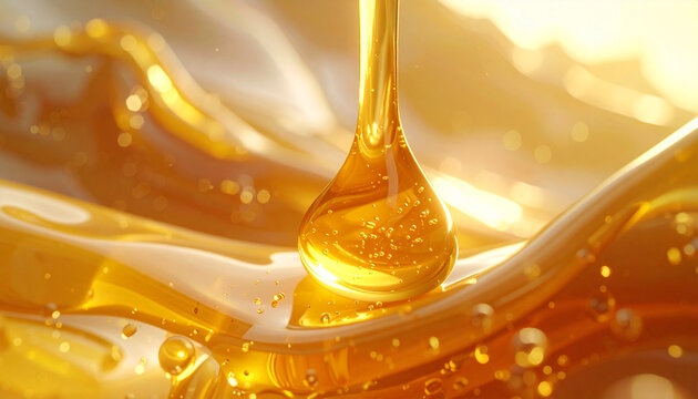 Pure golden liquid honey drop
