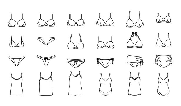Women's intimate apparel and swimwear illustrations