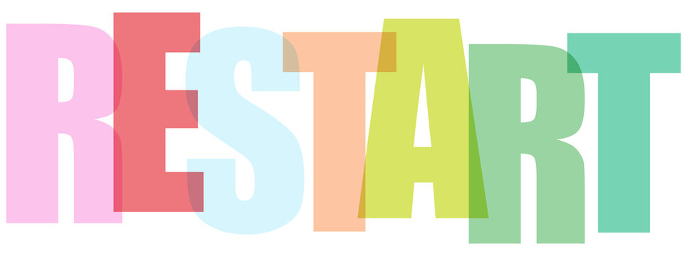 Colorful restart text with multiple colored letters