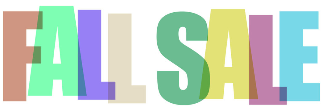 Colorful text false sale letters on white