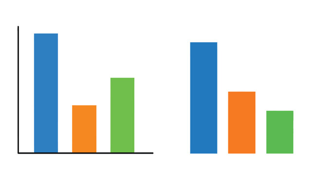Colorful bar chart comparison on black background with simple analytics data visualization