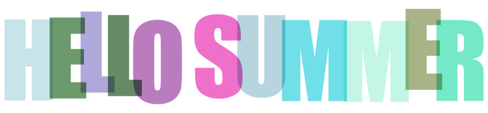 Hello summer colorful text with pastel shades