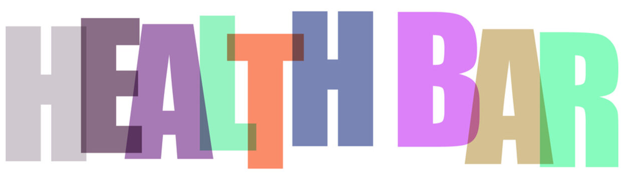 Multicolored 3D health bar text graphic design element