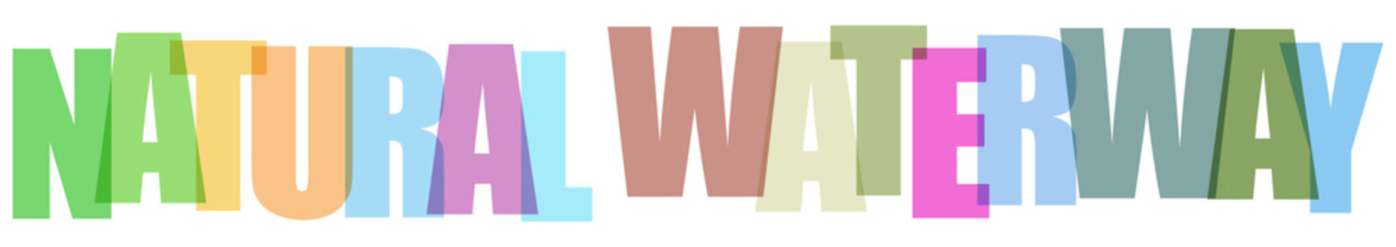 Multicolored 3d text natural waterway on white