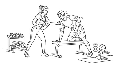 Obraz premium Woman assisting elderly man with fitness training using resistance bands at home