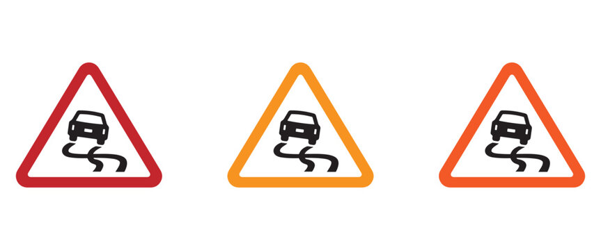 Triangular Road Warning Sign Set &ndash; Eight Hazard Symbols for Weather and Driving Conditions Vector Illustration
Web