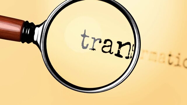 Transformation under close examination. Focusing on Transformation, analyzing it, taking a closer look. Concentrating on Transformation, reviewing it, searching for answers