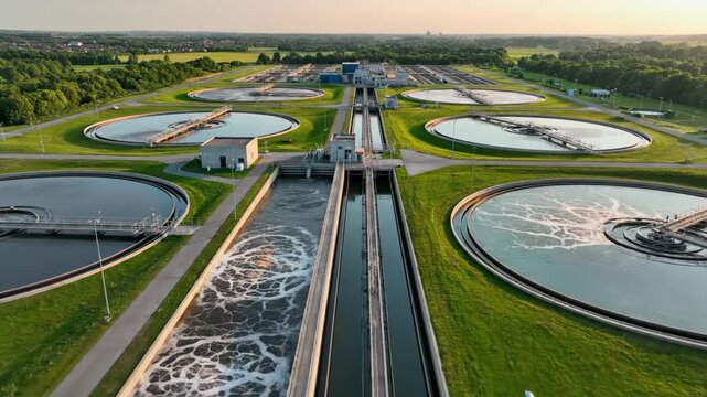 Aerial view of a water treatment facility
