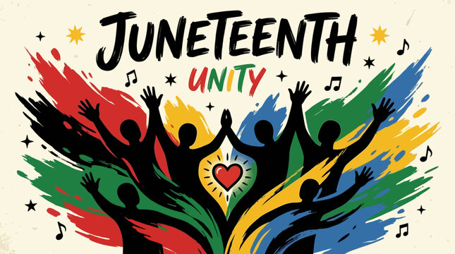 Juneteenth Celebration Unity Silhouettes Dancing.