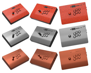 A set of arcade joysticks on isolated on white background with clipping path © Vasyl Onyskiv