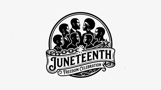 Juneteenth Freedom Celebration Emblem Logo.