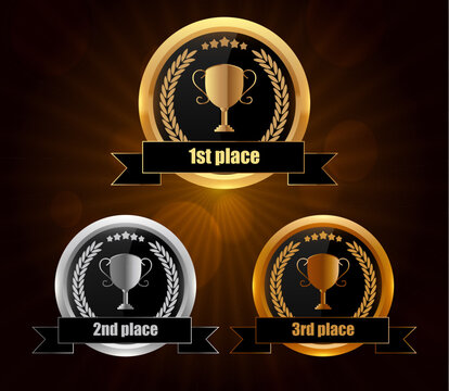 Vector set of insignia for 1st, 2nd, 3rd place