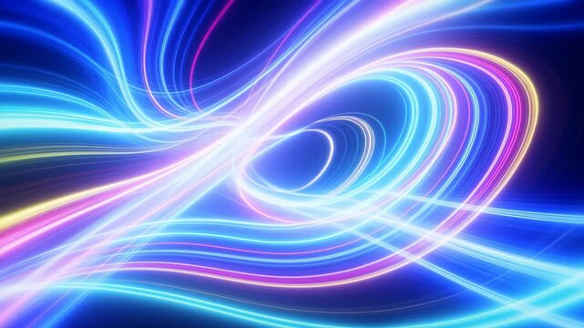 Innovative Visual Sequences Combining Energetic Effects And Luminous Neon Ribbons For Media Displays