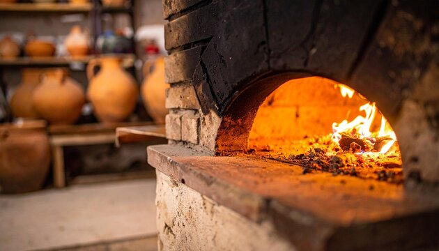Traditional Wood Fired Pottery Kiln in Ceramic Workshop