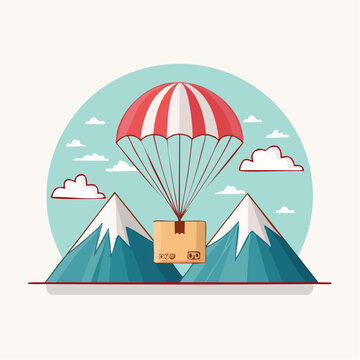 Package delivery by parachute over mountains