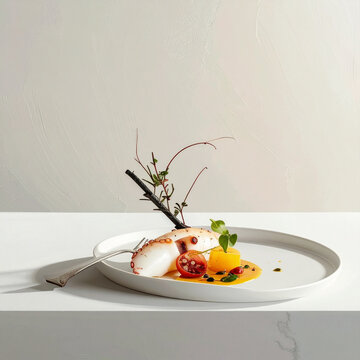 Gourmet grilled seafood elegant presentation