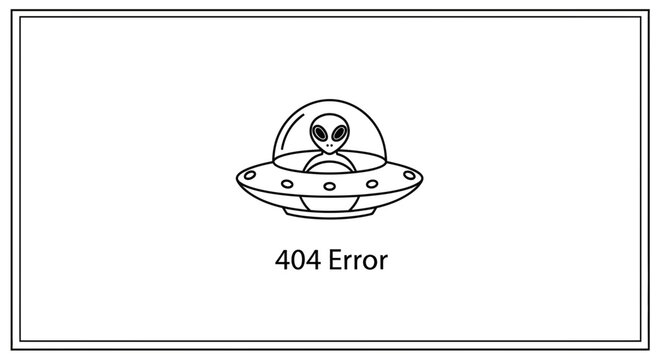 Alien in UFO Flying Saucer with 404 Error Message - Space Exploration Concept