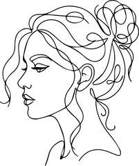Woman face profile line art illustration © JannaturNur