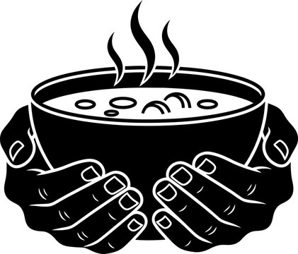 Close-up of hands holding a steaming bowl of soup, representing comfort and nourishment