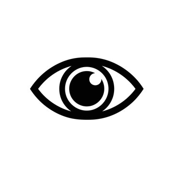 Eye Icon - Vector Line Art - Black and White Symbol