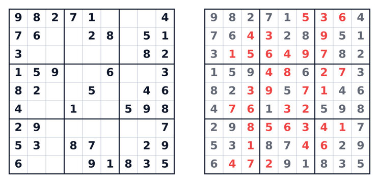 Easy Sudoku puzzle grid with filled and empty cells on white background  
