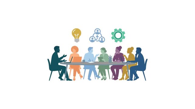 Business Team Brainstorming Collaboration Meeting Animation