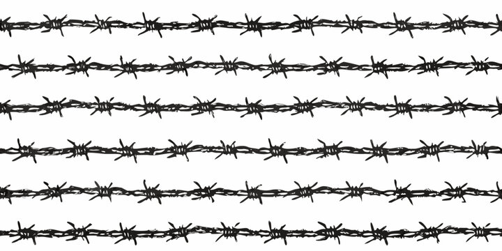 black barbed wire pattern on a white background