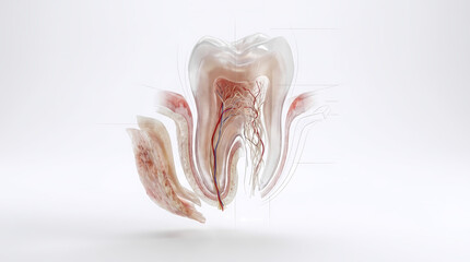 Fototapeta premium Anatomical Cross-Section of a Tooth Showing Pulp and Root