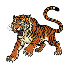 Obraz premium Japanese art style tiger vector image