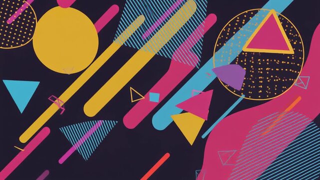 Abstract Memphis Style Geometric Motion Background