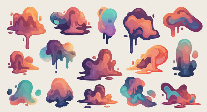 Colorful Goo Blobs & Slime Splatters: Abstract Shapes