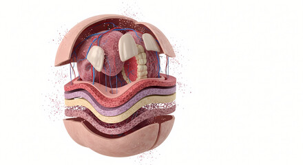 Obraz premium Abstract Anatomical Model with Cross-Sectional Layers and Organs