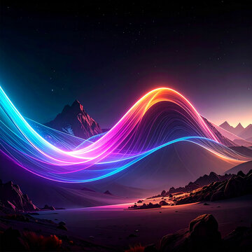 Luminous energy flow night mountains
