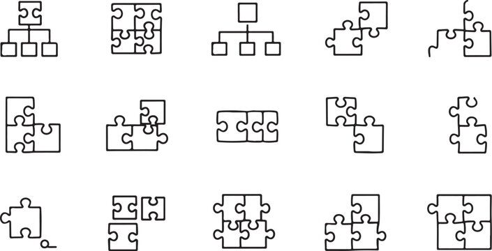 Puzzle pieces connections and teamwork concept illustration