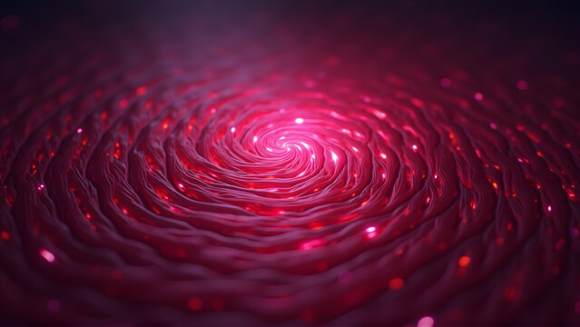 Abstract biometric encryption key with amber sapphire glass fingerprint ridges and neon magenta light