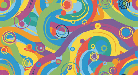 Fototapeta premium Colorful Swirls and Circles Abstract Pattern Background
