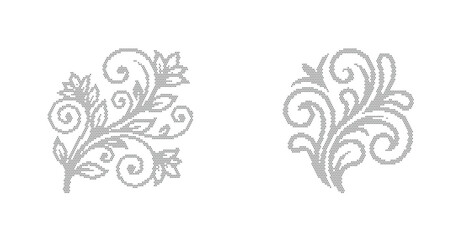 Fototapeta premium Vintage floral scroll ornaments, elegant grey filigree vector elements, hand drawn botanical swirls and flourishes for wedding invitations