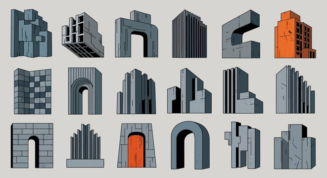 Abstract Geometric Architectural Concepts Collection