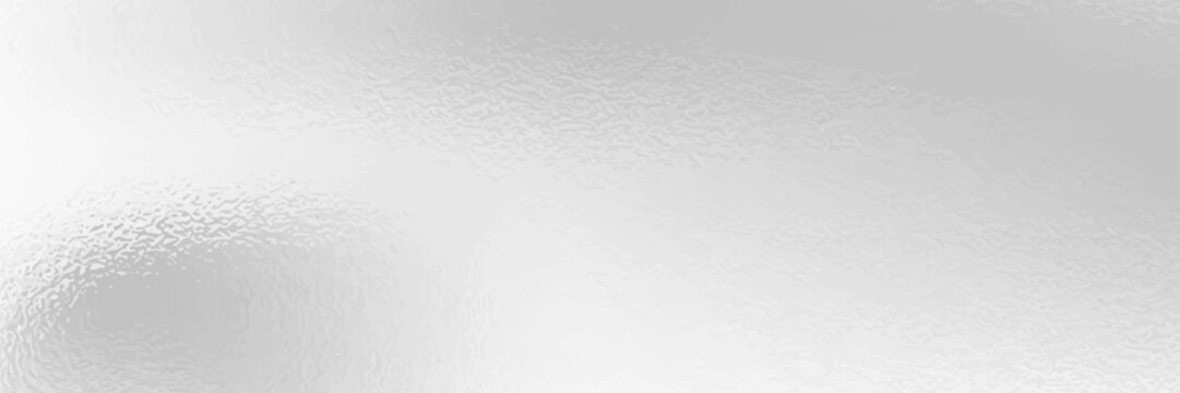 Silver foil background with grainy texture. Frost glass, chrome rough metal, effect foil paper, glitter glossy surface. Gray hologram gradient noise bg. Vector realistic illustration
