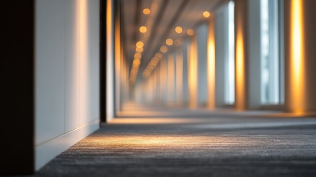 Corridor in modern building with sunlight