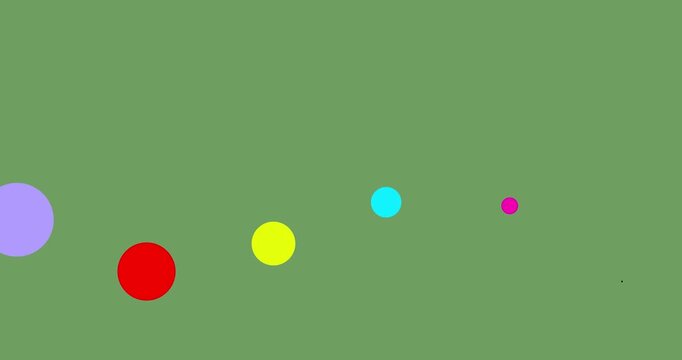 Color circles follow wave shape path isolated. Geometric simple round shapes in different colors. Business explainer design serie video.