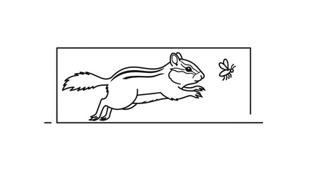 Fototapeta premium Chipmunk Chasing a Fly in a Field