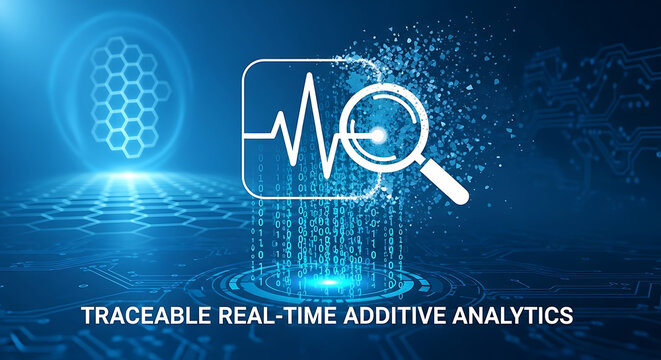 Traceable Real Time Additive Analytics Concept on Digital Background