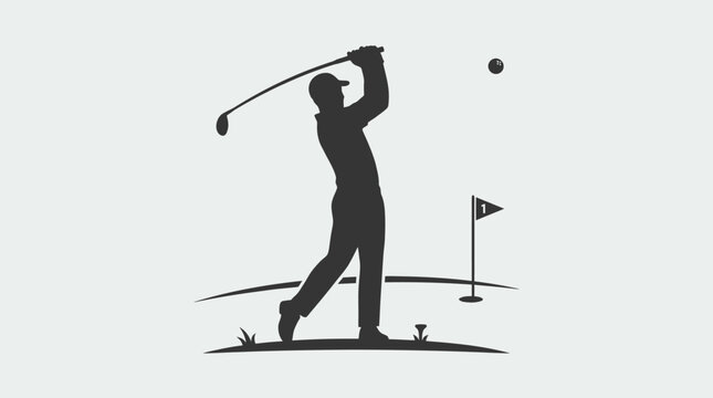 A simple flat vector silhouette of a golfer swinging a golf club.
