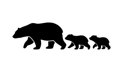 Arctic Polar Bear Family Silhouette Composition Vector Illustration Isolated on White Background © Md Humaun