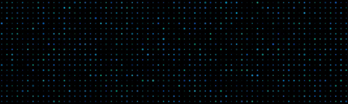 Deep Blue and Green Dots Pattern on Black Background Abstract Texture for Technology and Science Themes