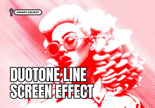 Duotone Line Screen Photo Effect Design Template
